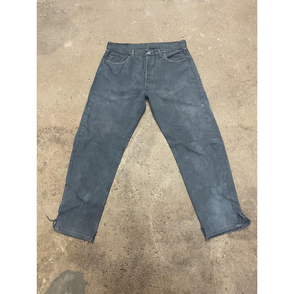 Vintage Levis 501 Jeans Mens 36x30 Gray Charcoal Regular‎ Fit Button Fly USA 90s